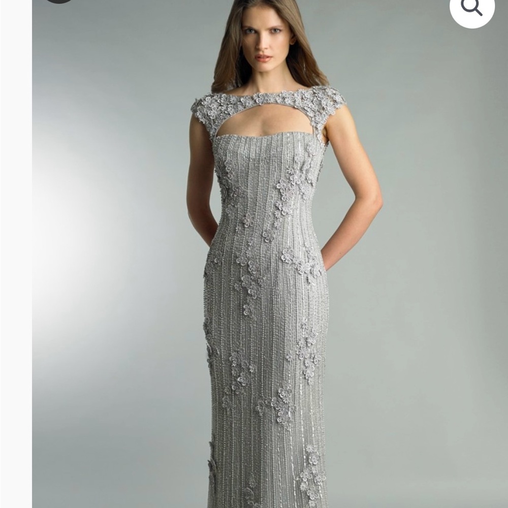 Silver Sequin Embellished Maxi Gown